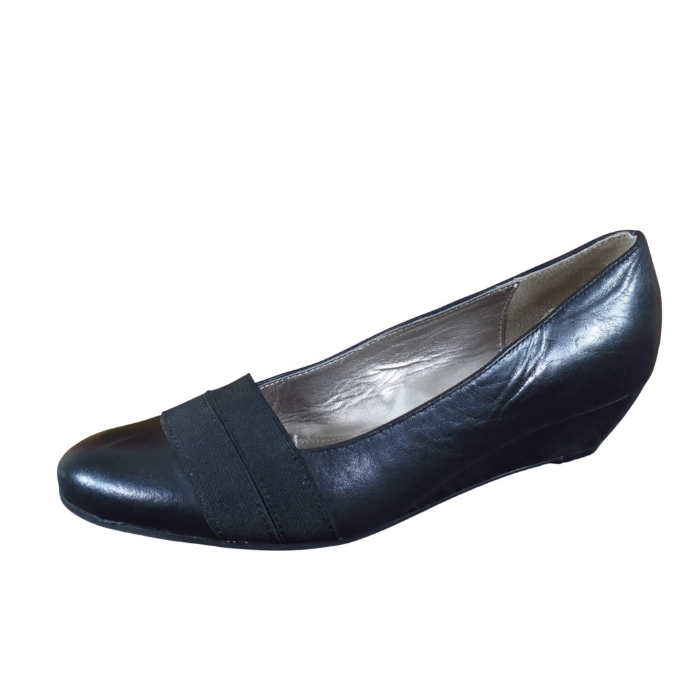 Dana Buchman Olivia Women Wedge Pump Sz 9 Professional Office Wear Black Leather